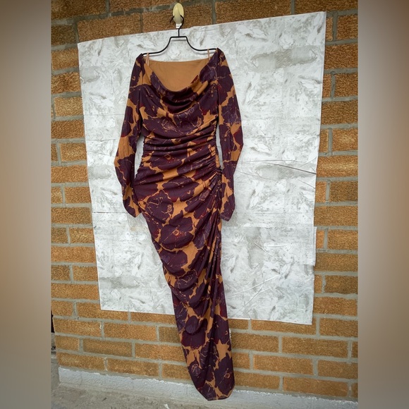 STAUD Solana Floral Print Long Sleeve Maxi Dress in Dried Pressed Flowers small - Picture 5 of 16